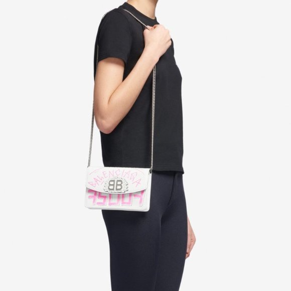 BALENCIAGA 'bb' Graffiti Print Leather Wallet - Picture 13 of 16